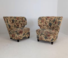 Pair of Finnish Design Curved Lounge Chairs, Carl Johan Boman Circa 1940s
