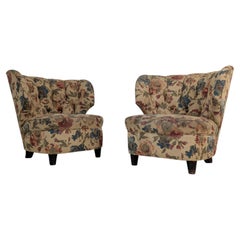 Pair of Finnish Design Curved Lounge Chairs, Carl Johan Boman Circa 1940s