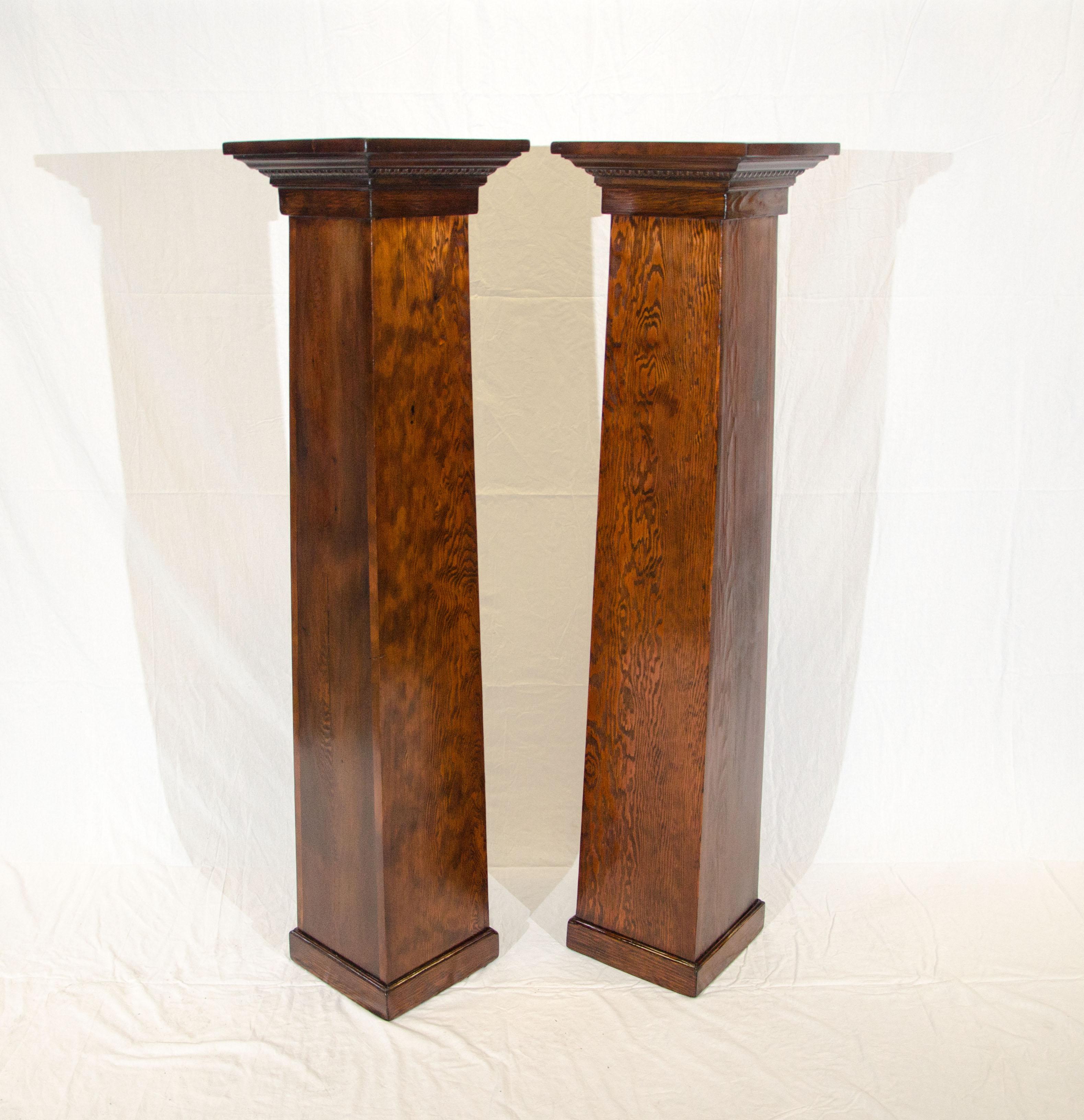 Pair of Fir Arts & Crafts Architectural Columns or Plant Stands 1