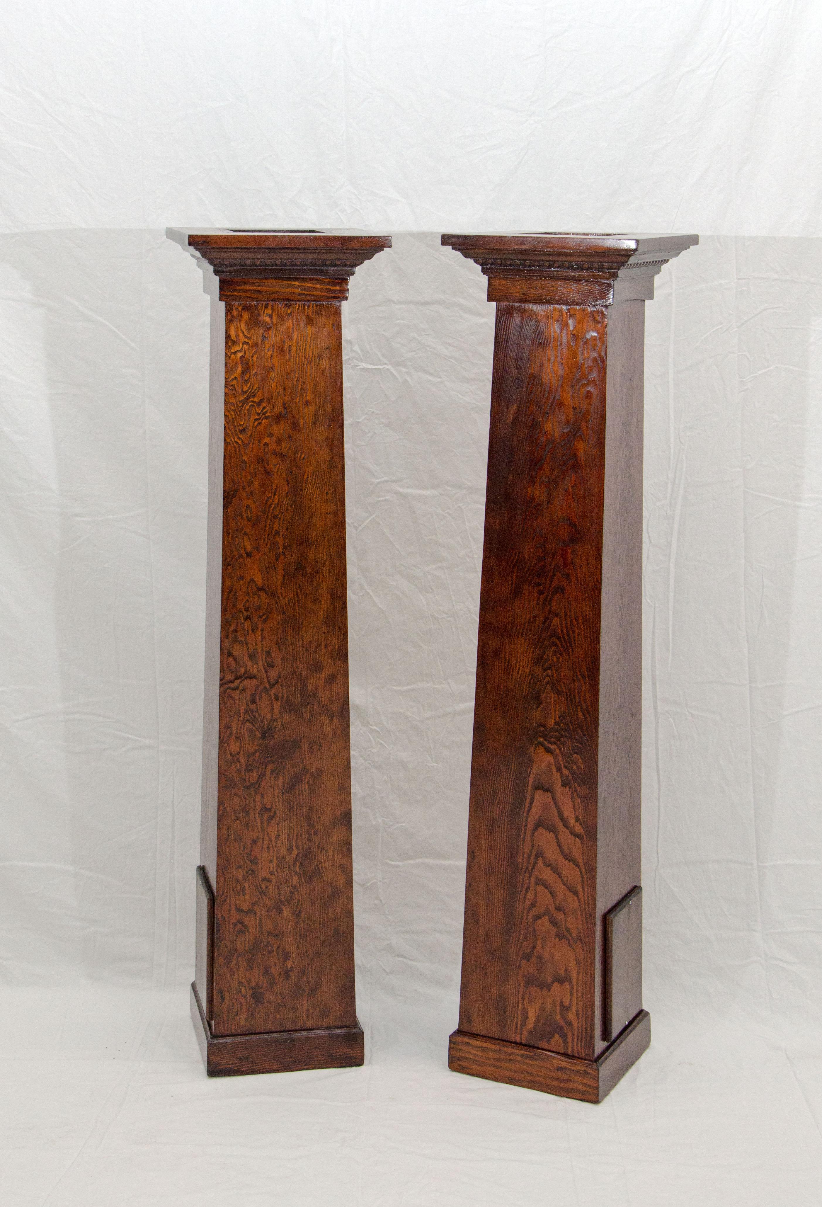 Arts and Crafts Pair of Fir Arts & Crafts Architectural Columns or Plant Stands