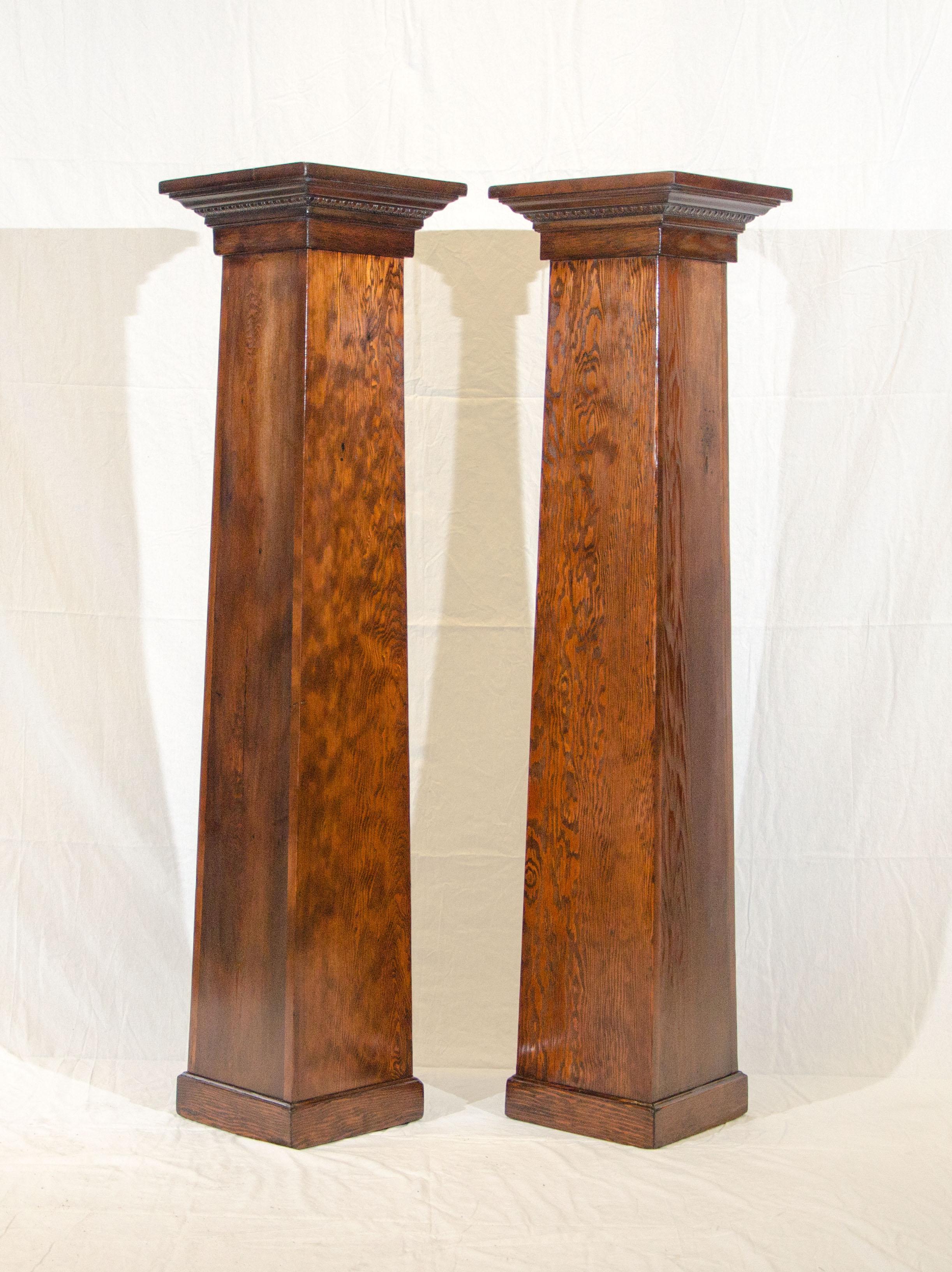 Pair of Fir Arts & Crafts Architectural Columns or Plant Stands In Good Condition In Crockett, CA