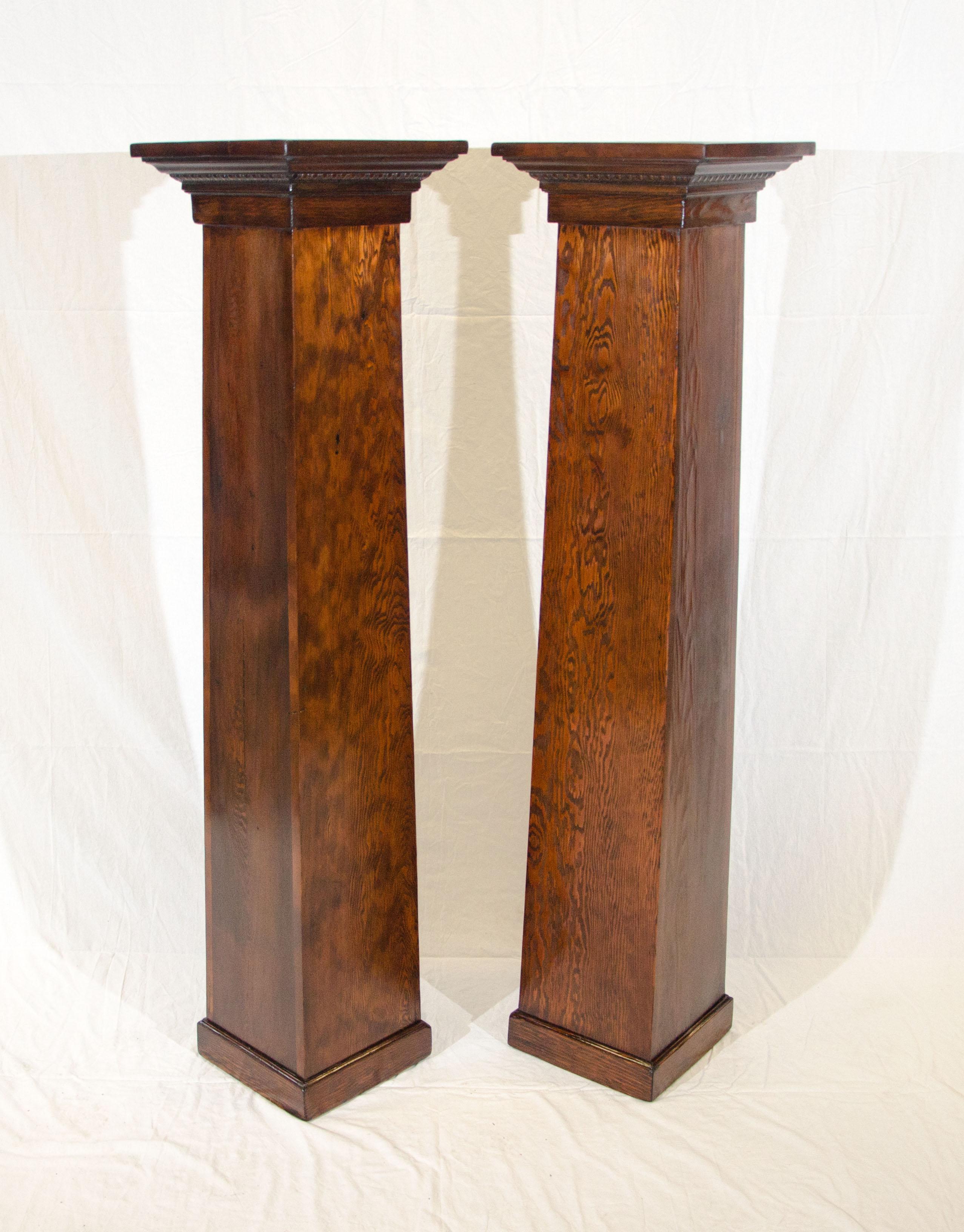 20th Century Pair of Fir Arts & Crafts Architectural Columns or Plant Stands