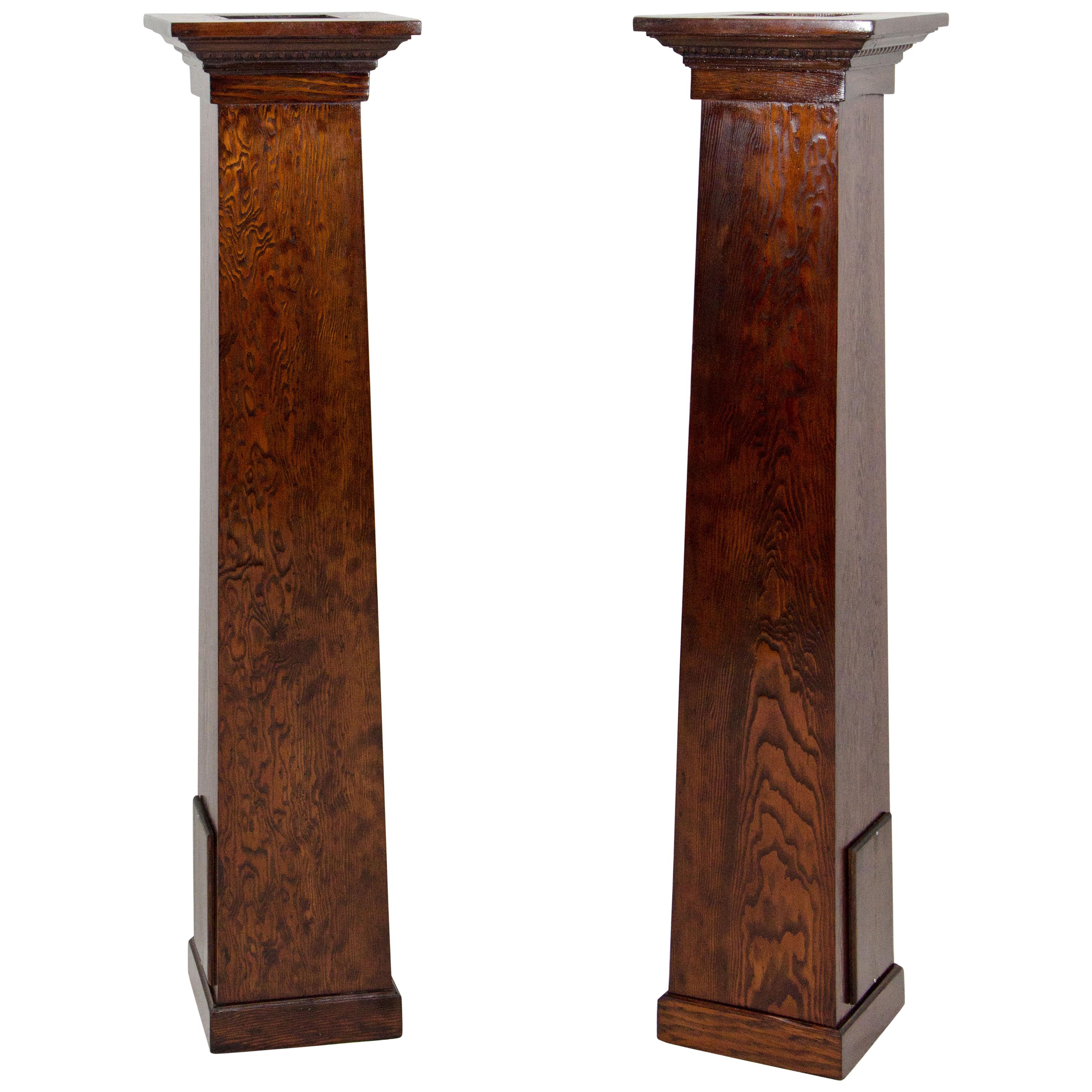 Pair of Fir Arts & Crafts Architectural Columns or Plant Stands