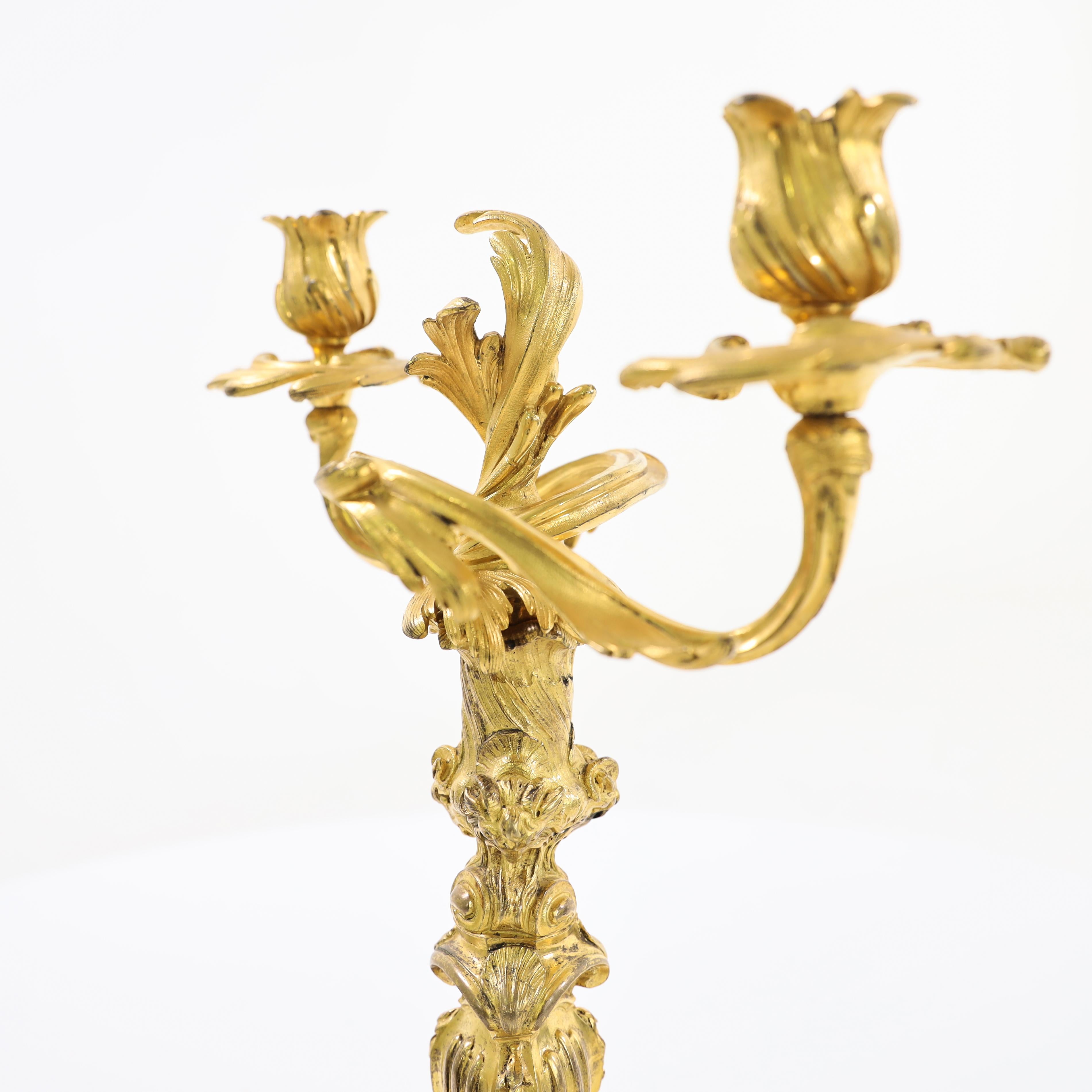 Pair of Fire Gilt Louis Quinze Candelabras, France Mid-18th Century In Excellent Condition In Greding, DE