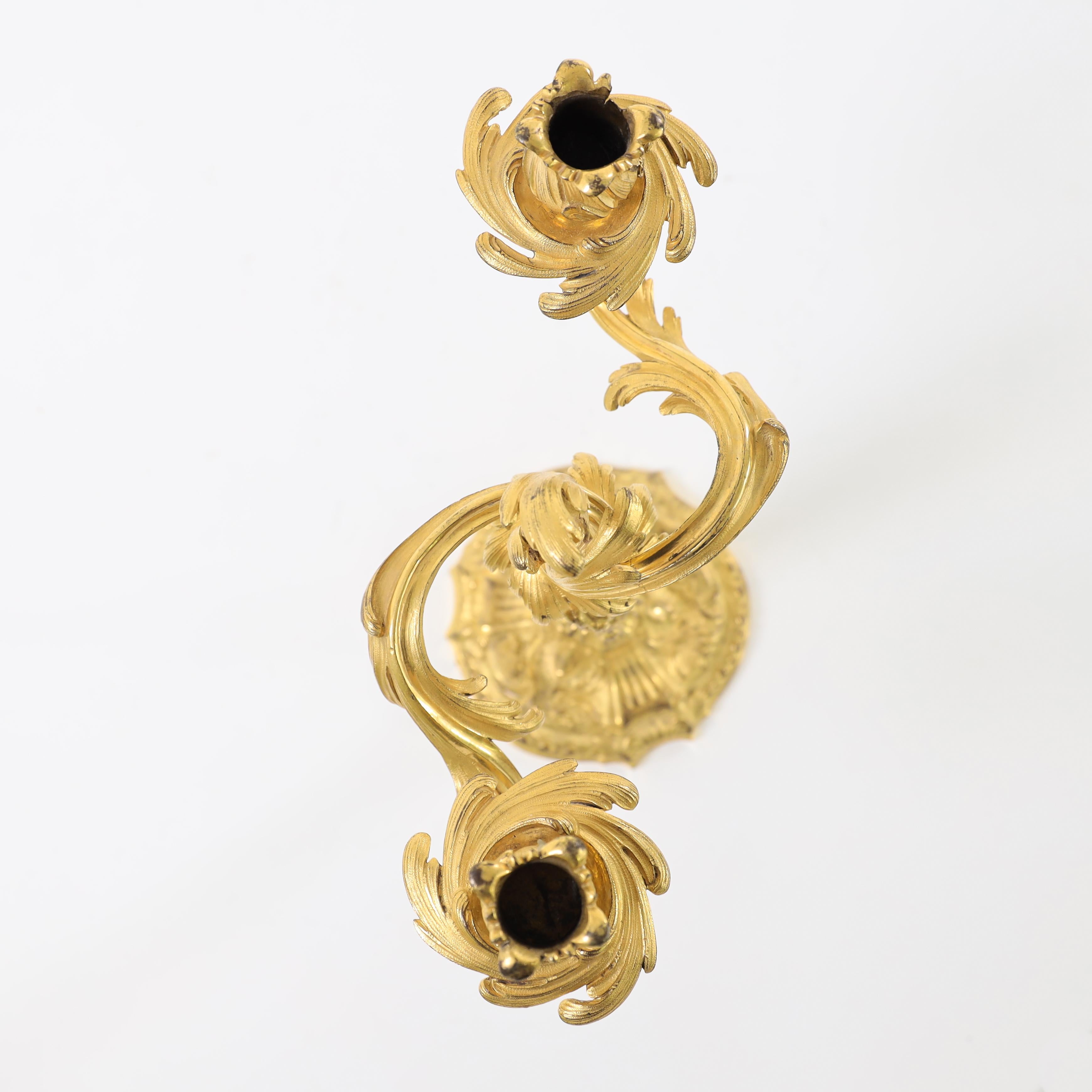 Pair of Fire Gilt Louis Quinze Candelabras, France Mid-18th Century 1