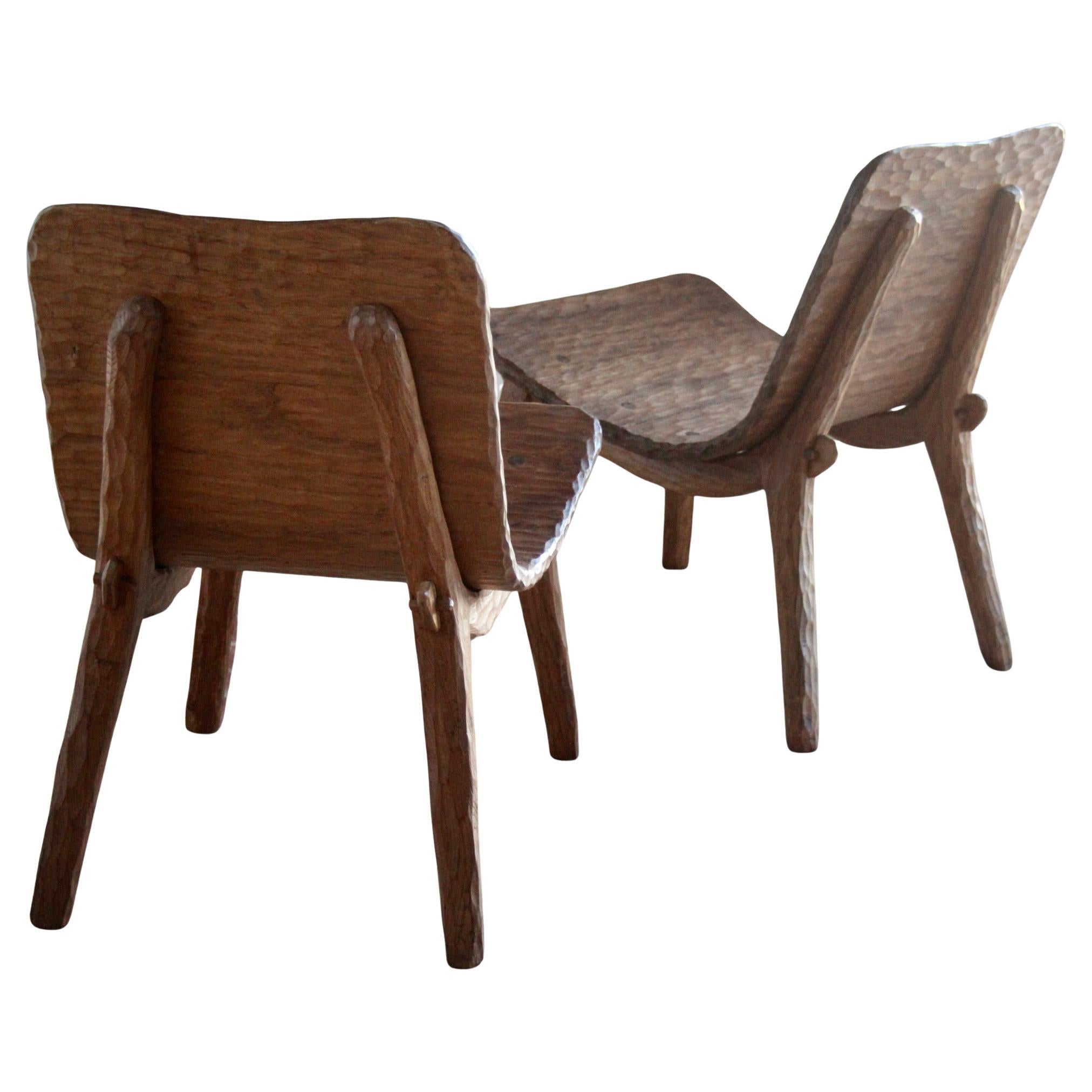 Pair of fire place chairs Atelier Marolles style For Sale