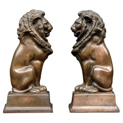Pair of Firedogs with Lion Motif
