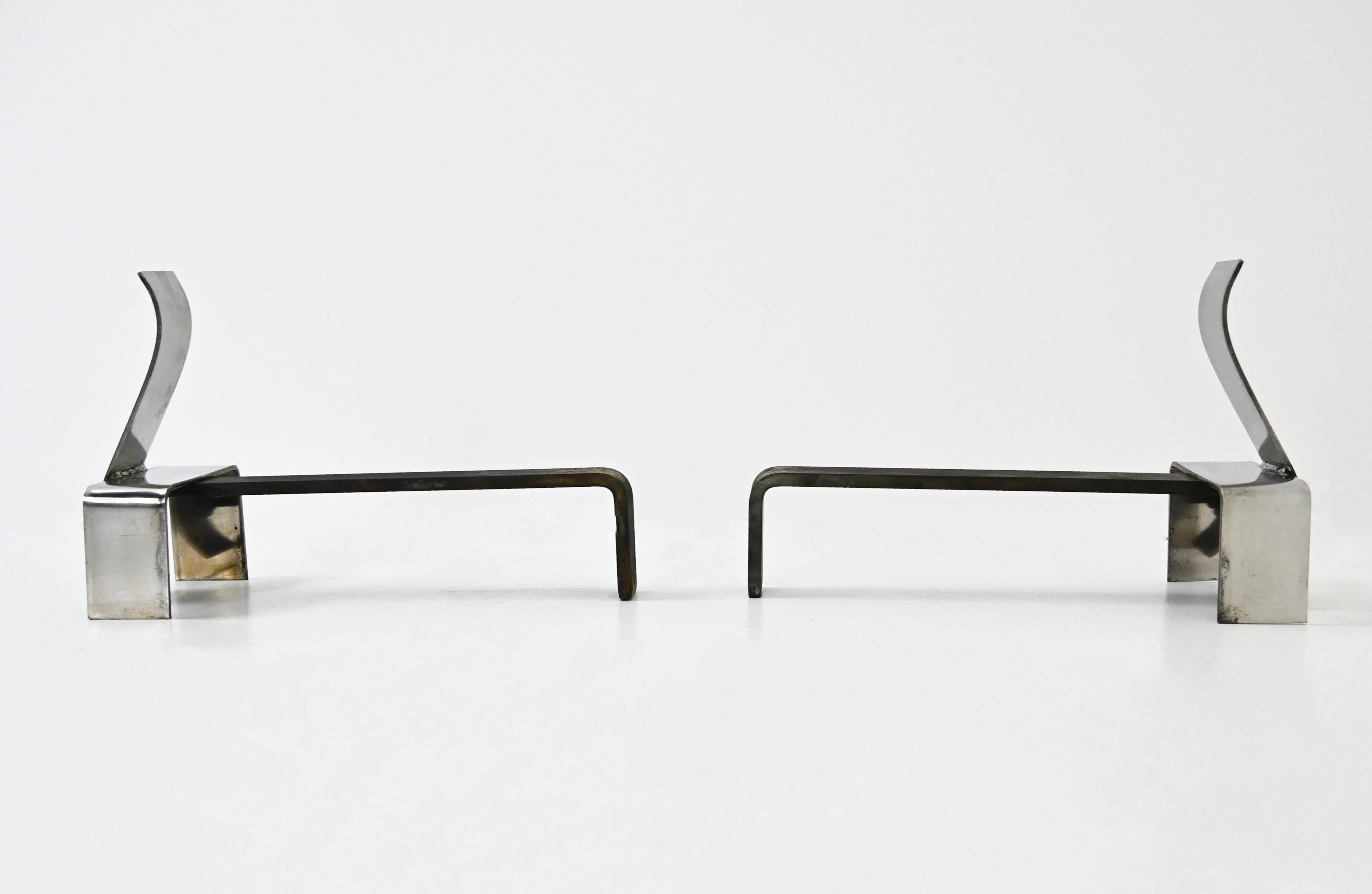 Fine XX secolo Coppia di candelabri per caminetto, anni '70 in vendita