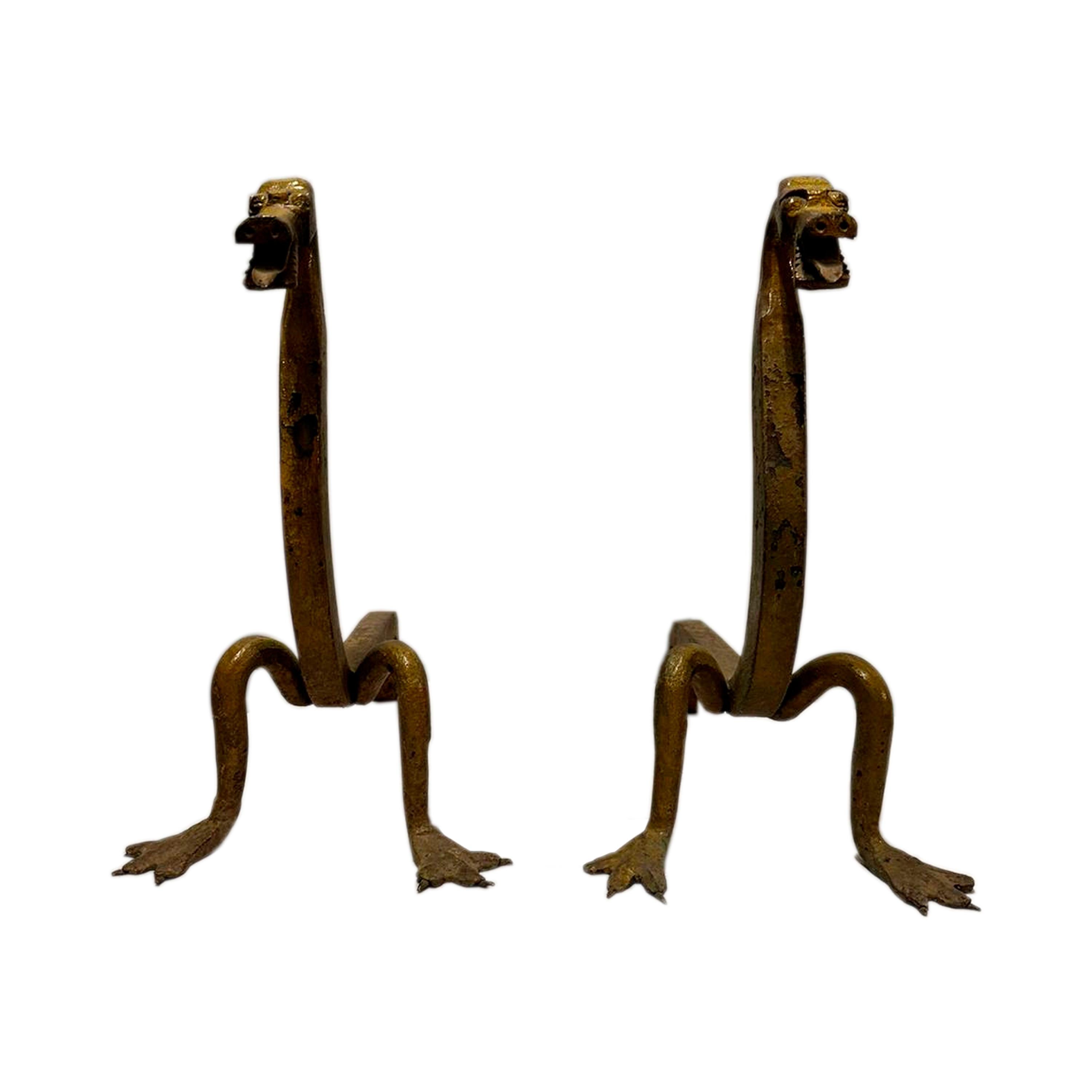 Neoclassical Pair of Fireplace Andirons. Germany, 17th century.