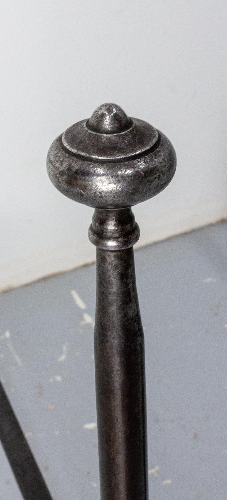 Pair of Fireplace Andirons Wrought Iron Firedogs, France, circa 1960 For Sale at 1stDibs