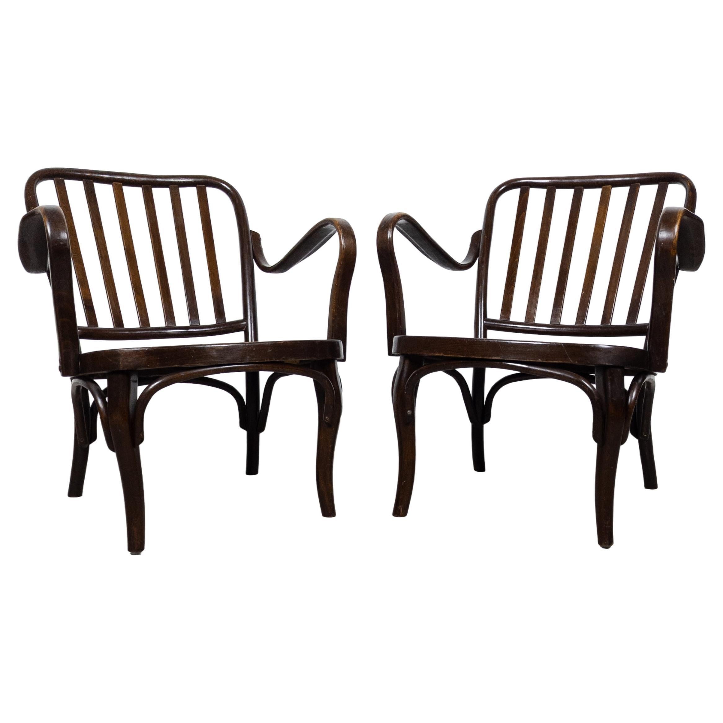 Pair of fireside armchairs Thonet A 752 by Josef Frank