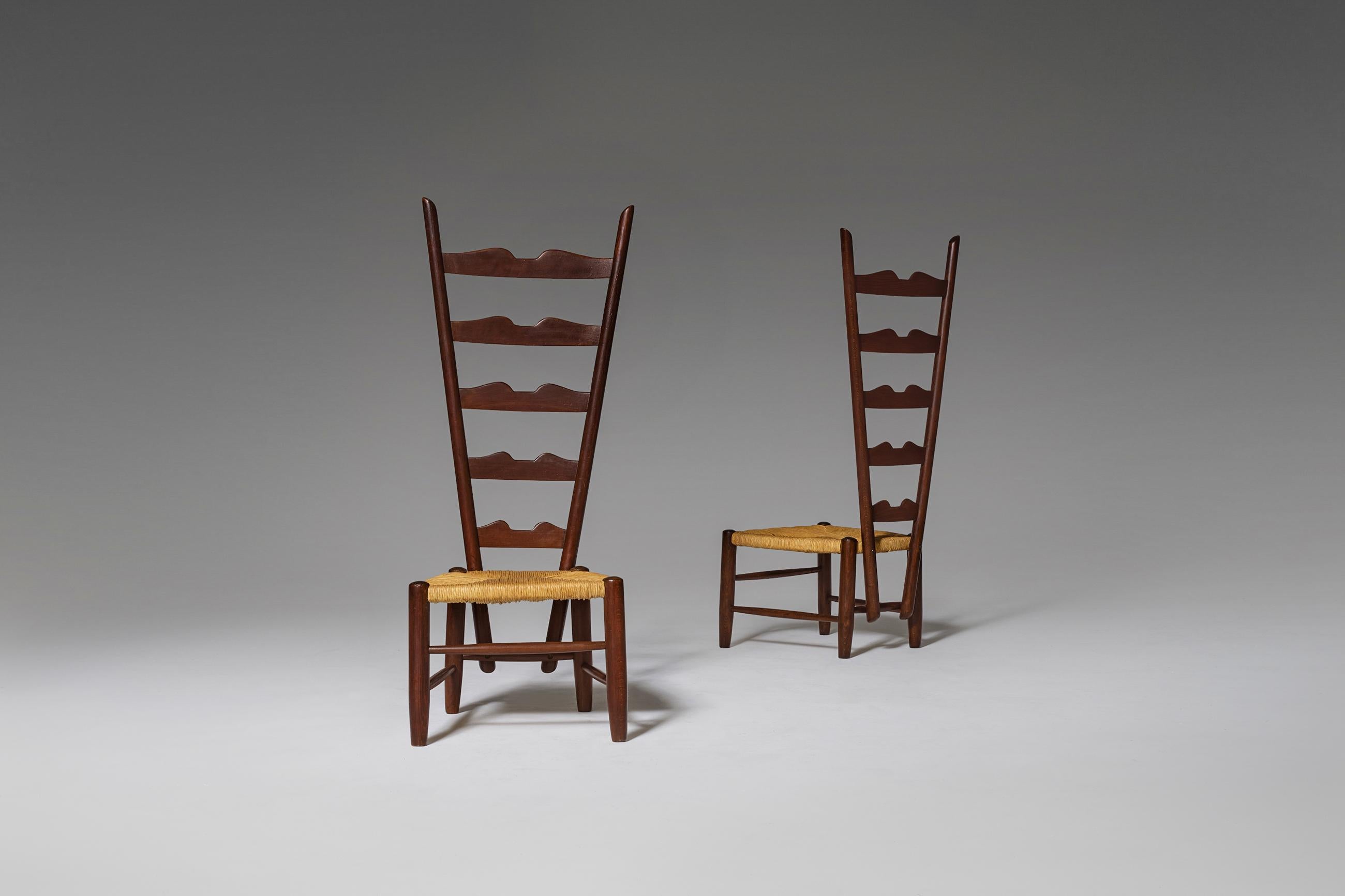 Rush Pair of Fireside Chairs by Gio Ponti, circa 1939 For Sale
