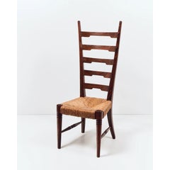 Pair of Fireside Gio Ponti Chairs in Mahogany and Rush Seating