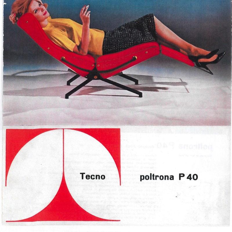Mid-Century Modern Pair of First Edition P40 Lounge Chair Leather by Osvaldo Borsani for Tecno
