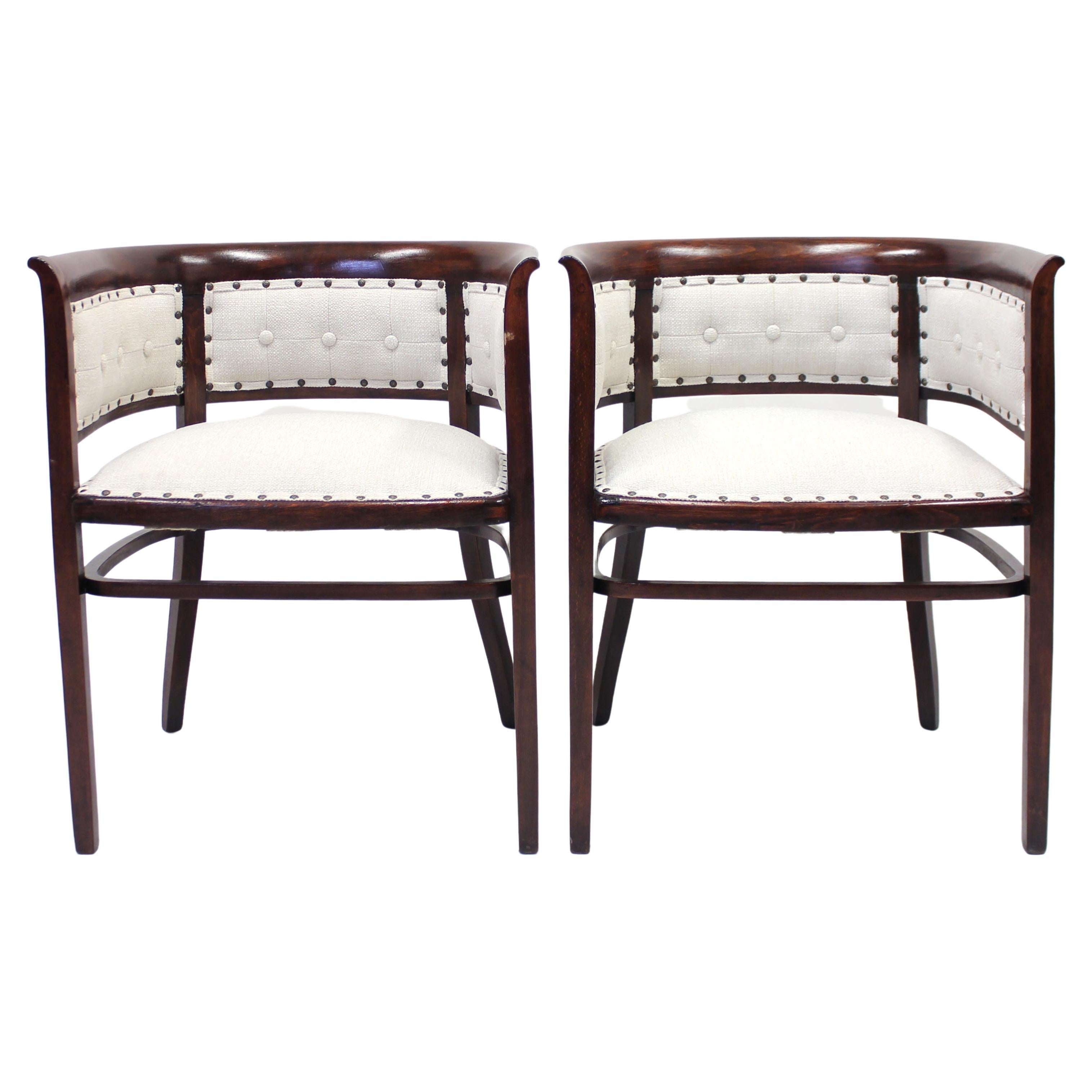 Pair of Fischel Armchairs, in the Style of Josef Hoffmann, Early 20th Century For Sale