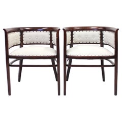 Antique Pair of Fischel Armchairs, in the Style of Josef Hoffmann, Early 20th Century