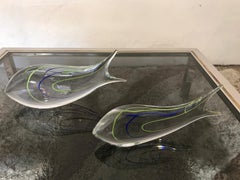 Vintage Swedish Fish Sculptures in Art Glass, Mid-Century Modern