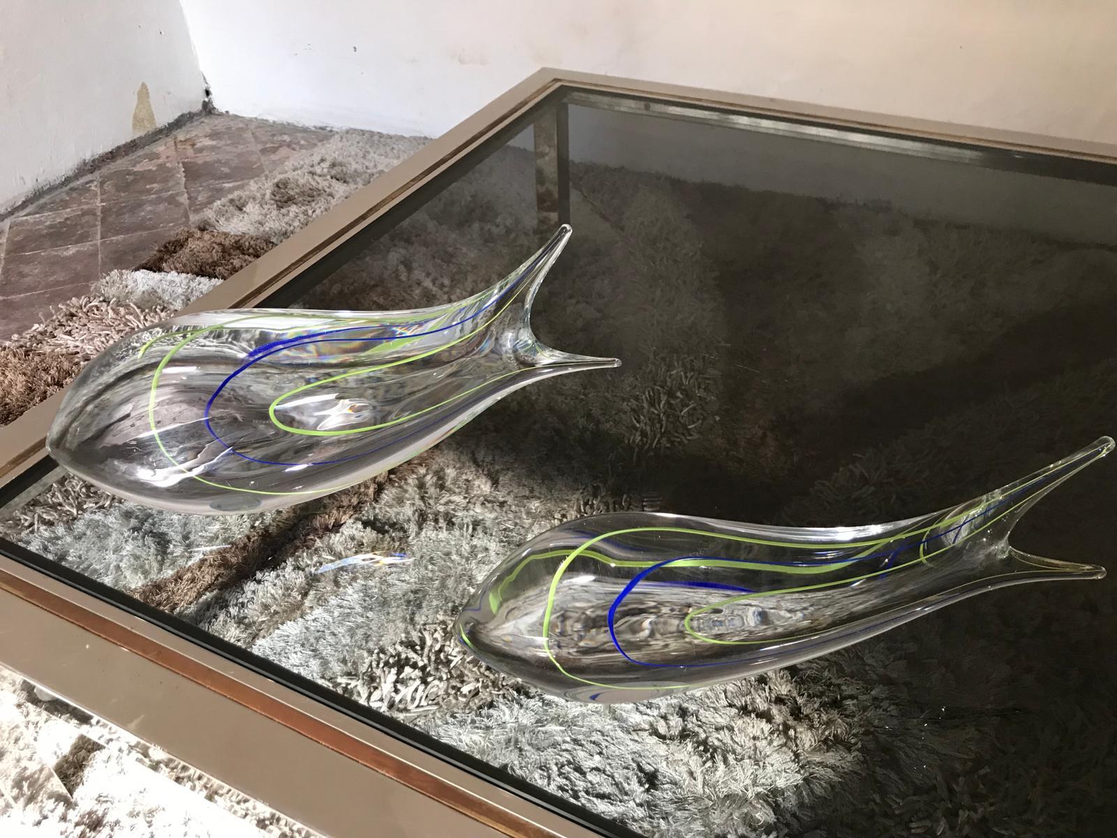 Pareja de peces de vidrio artístico, Suecia 2005 en Excelente estado para la venta en Catania, IT