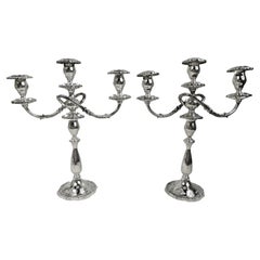 Pair of Fisher English Rose Sterling Silver 3-Light Candelabra