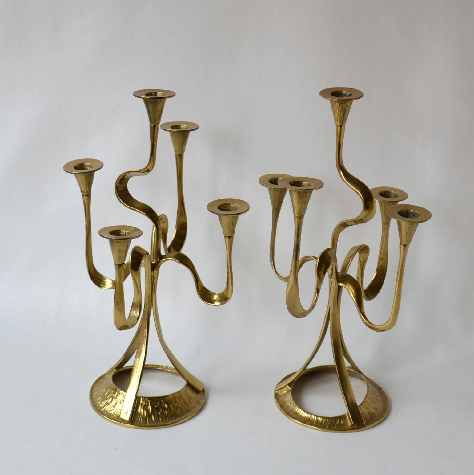 5 arm brass candelabra