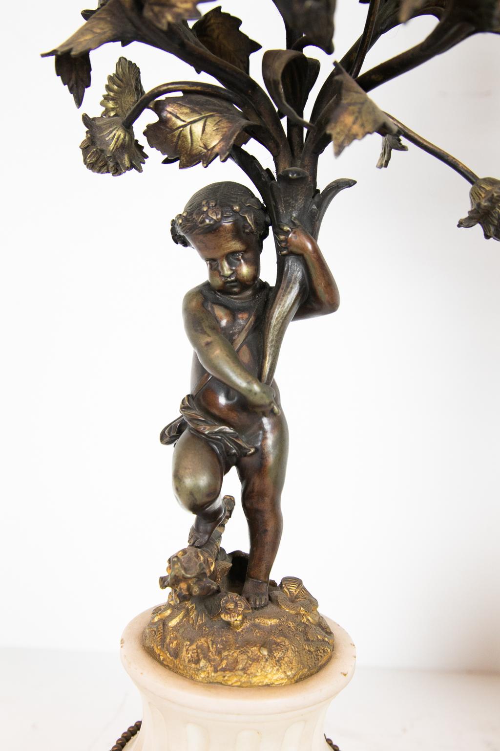 Pair of Five Hole Cupid Candelabra In Good Condition In Wilson, NC