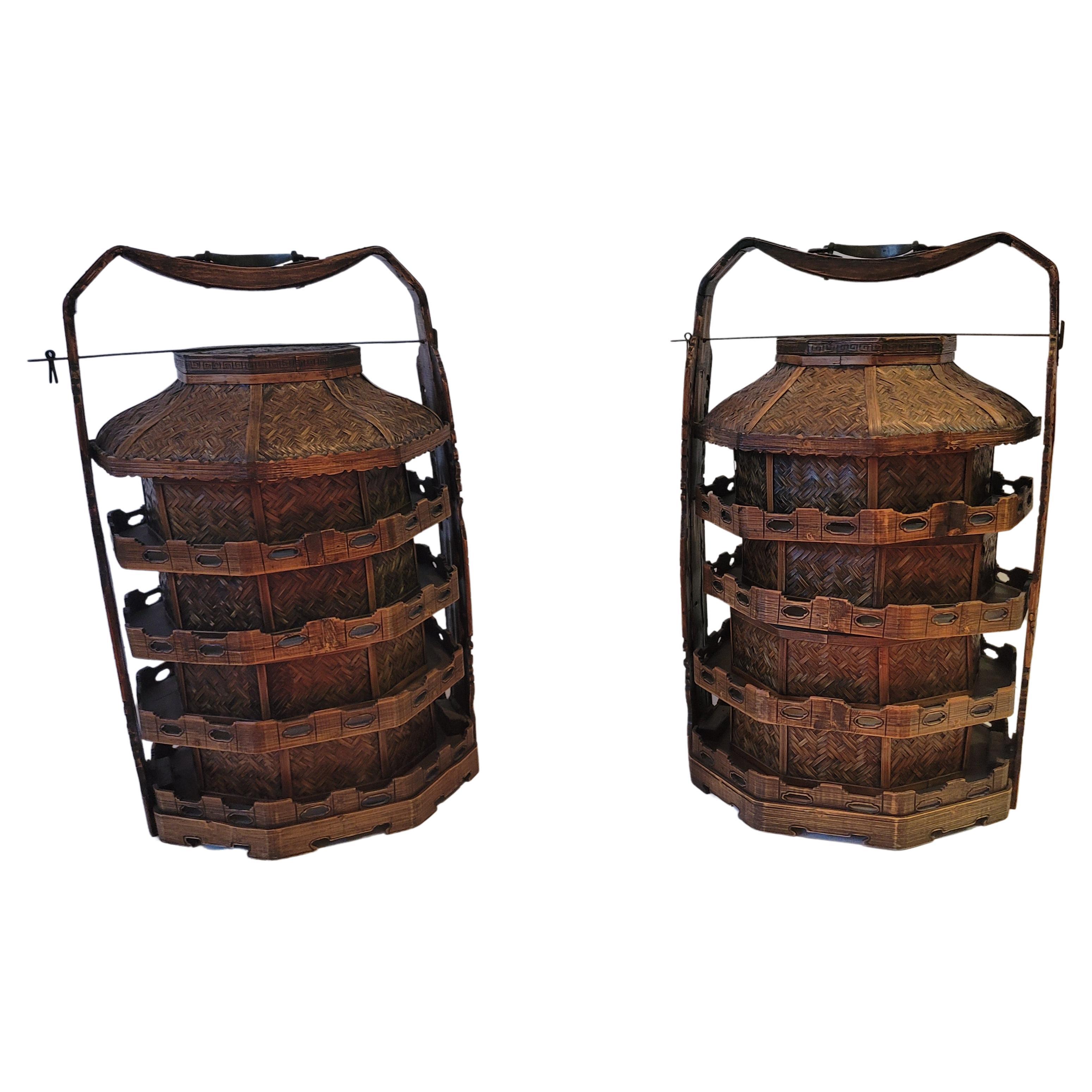 Pair of Five Tiered Baskets, 19th Century For Sale