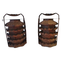 Antique Pair of Five Tiered Baskets, 19th Century