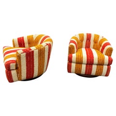 Pair of Flair Rolling Barrel Chairs