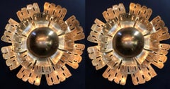 Pair of Flame Danish Brass Flower Wall Lights by Holm Sørensen, 1960s