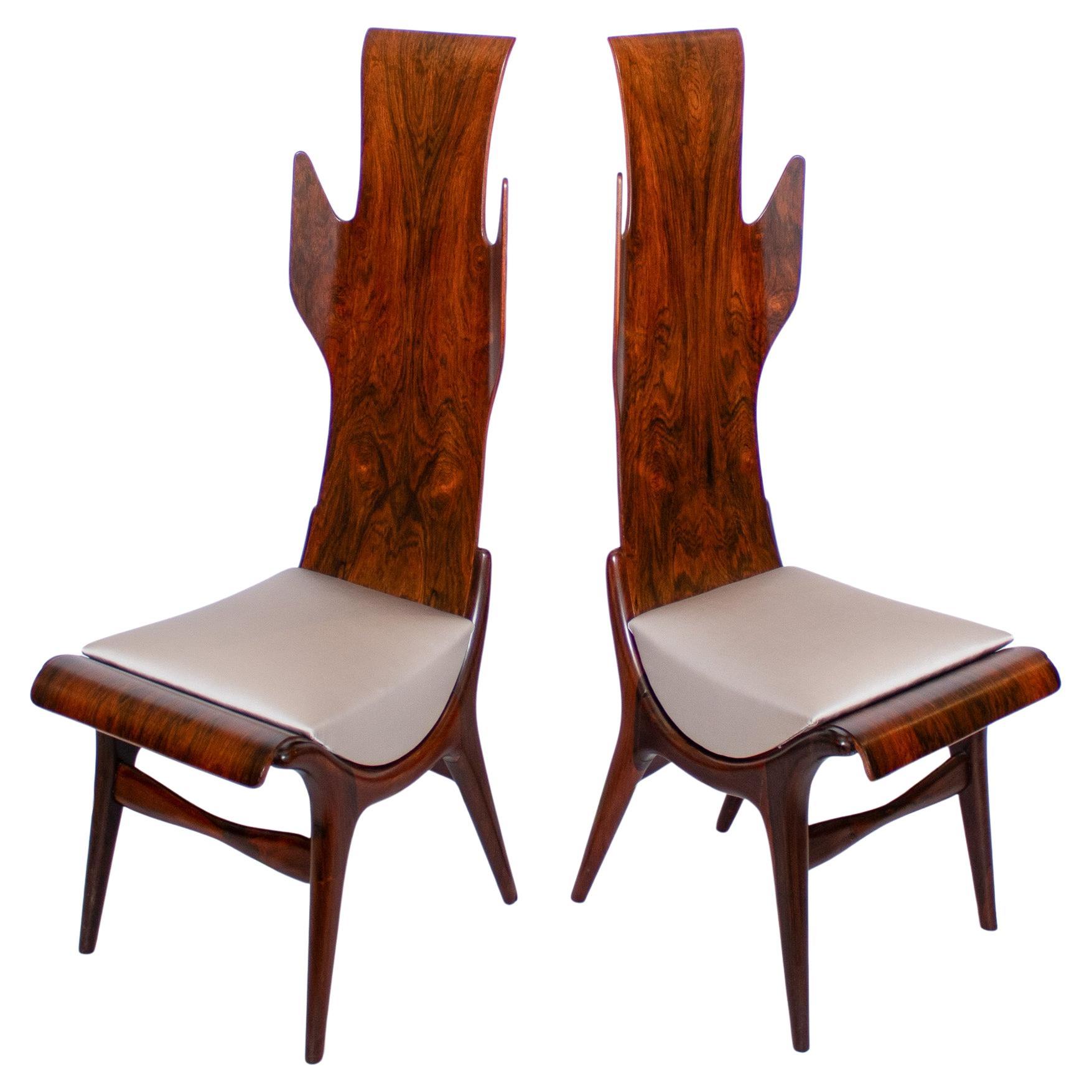 Paar flammende Esszimmerstühle von Dante la Torre für Pozzi, Italien