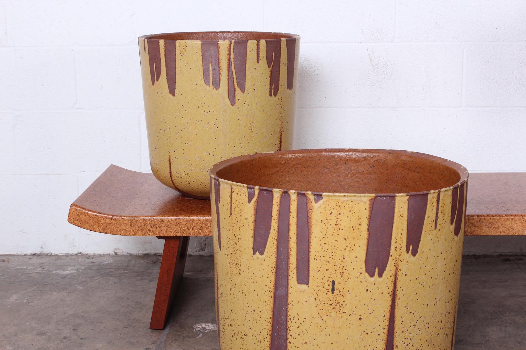Pair of Flame Glazed Planters by David Cressey 7
