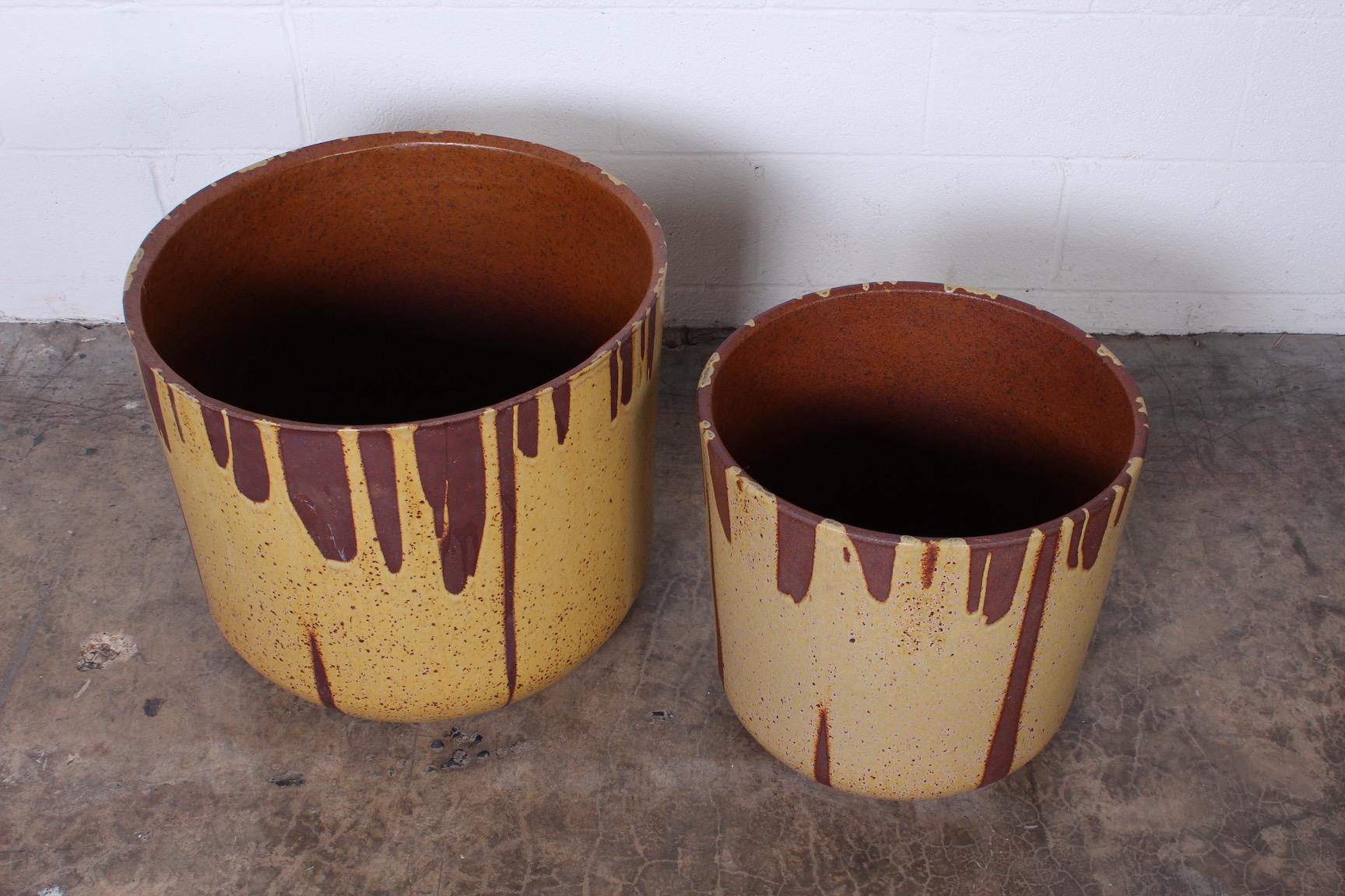 Pair of Flame Glazed Planters by David Cressey In Excellent Condition In Dallas, TX