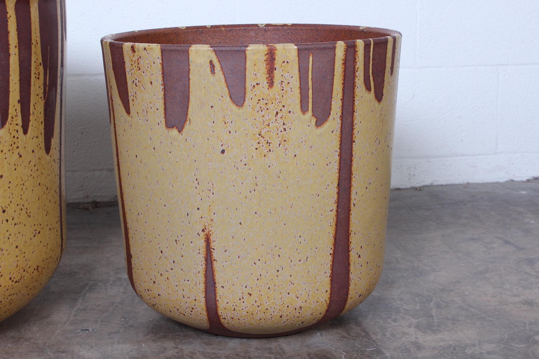 Pair of Flame Glazed Planters by David Cressey 3