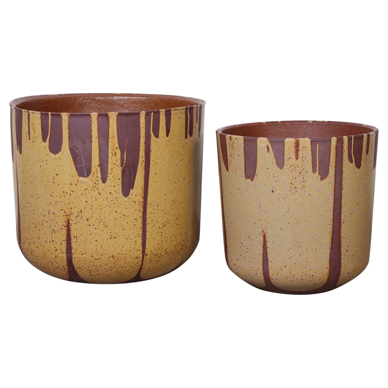 Pair of Flame Glazed Planters by David Cressey
