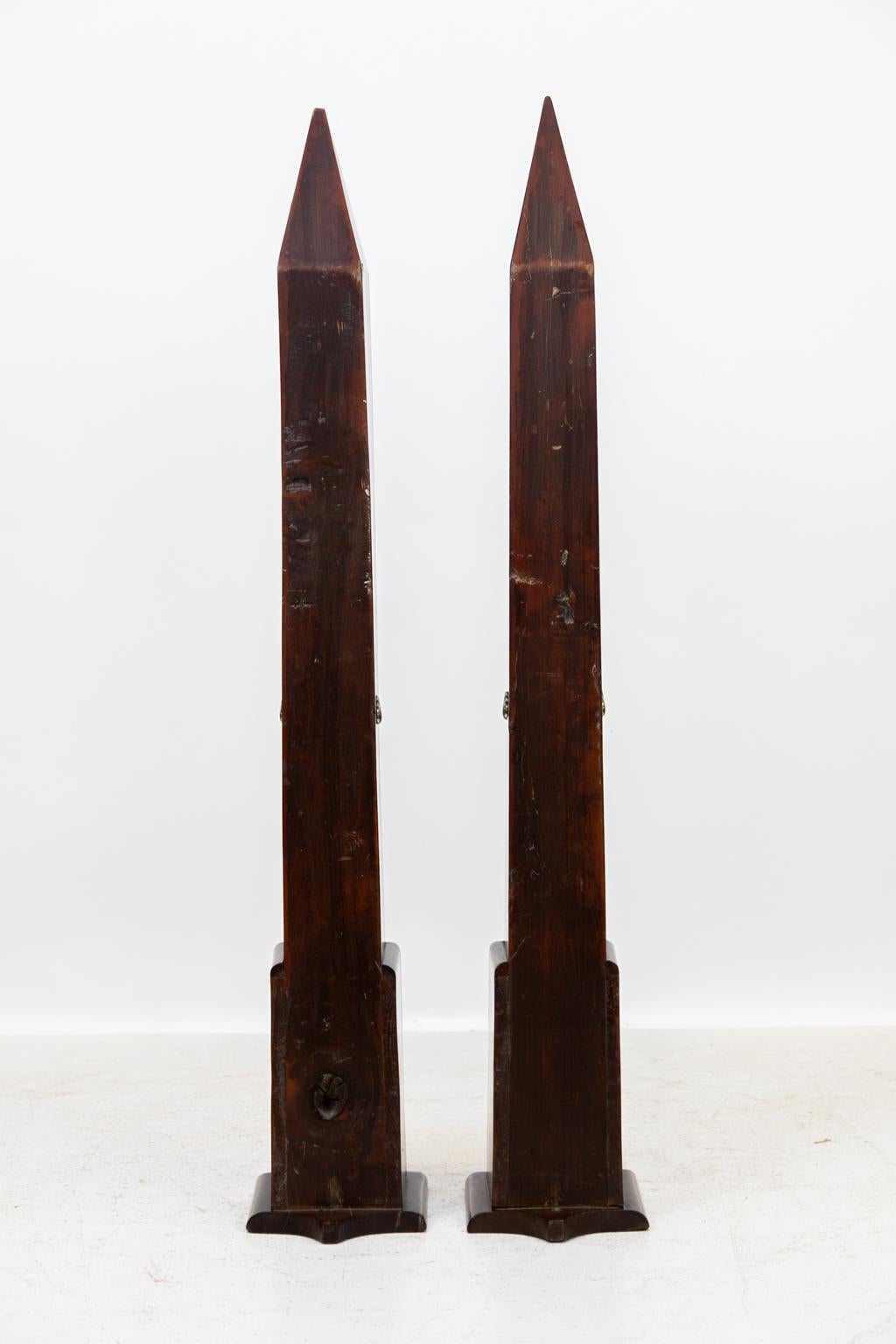 Pair of Flame Grained Mahogany Obelisks For Sale 5