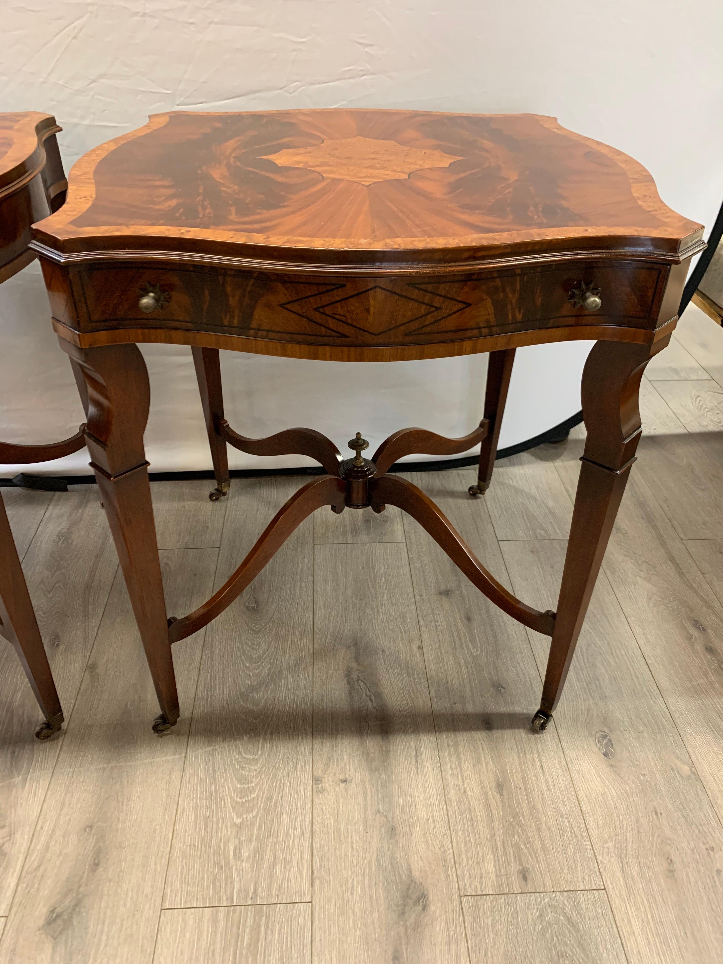 American Pair of Flame Mahogany End Tables Occasional Side