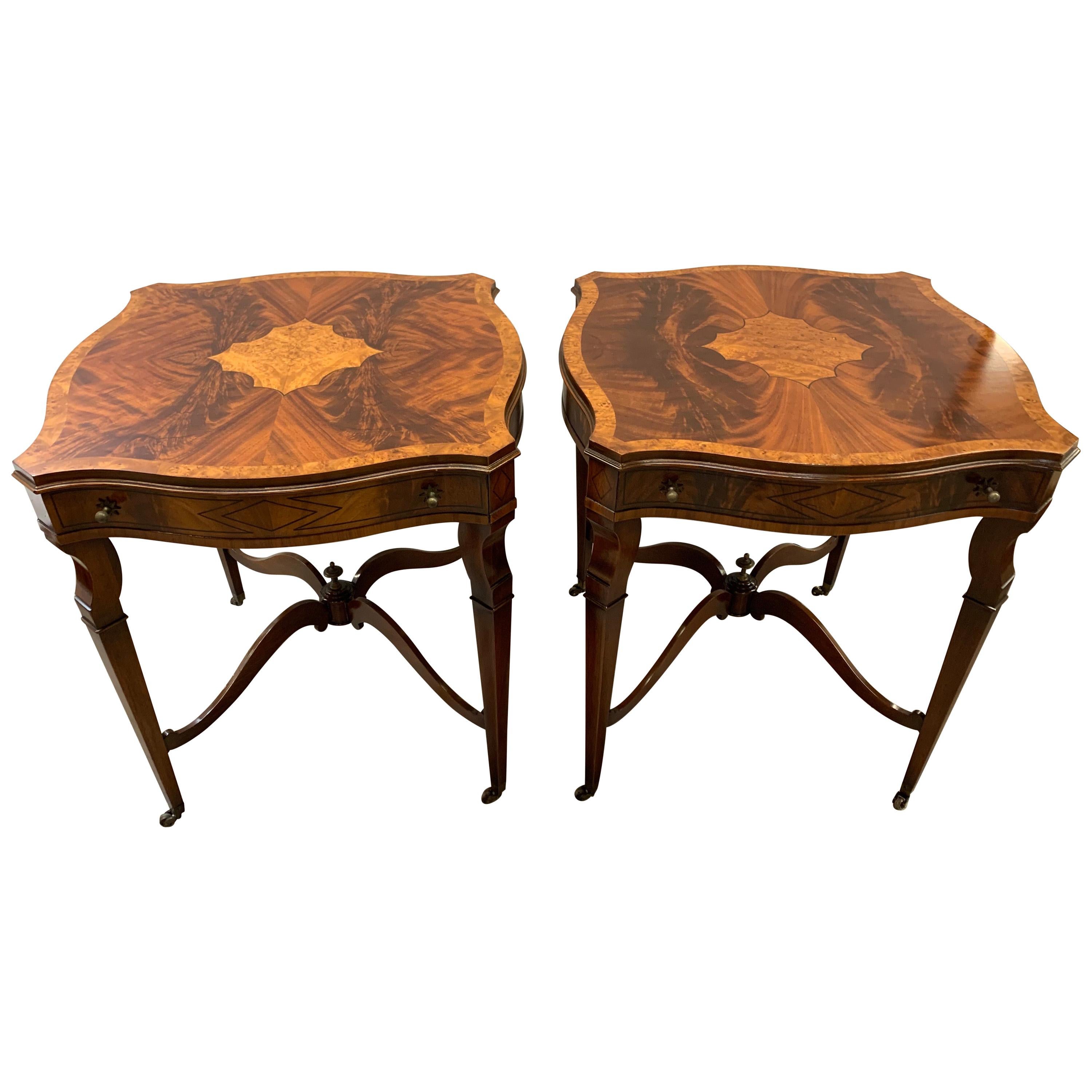 Pair of Flame Mahogany End Tables Occasional Side
