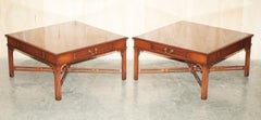 PAiR OF FLAMED HARDWOOD THOMAS CHIPPENDALE STYLE HUGE SIDE END OR COFFEE TABLES
