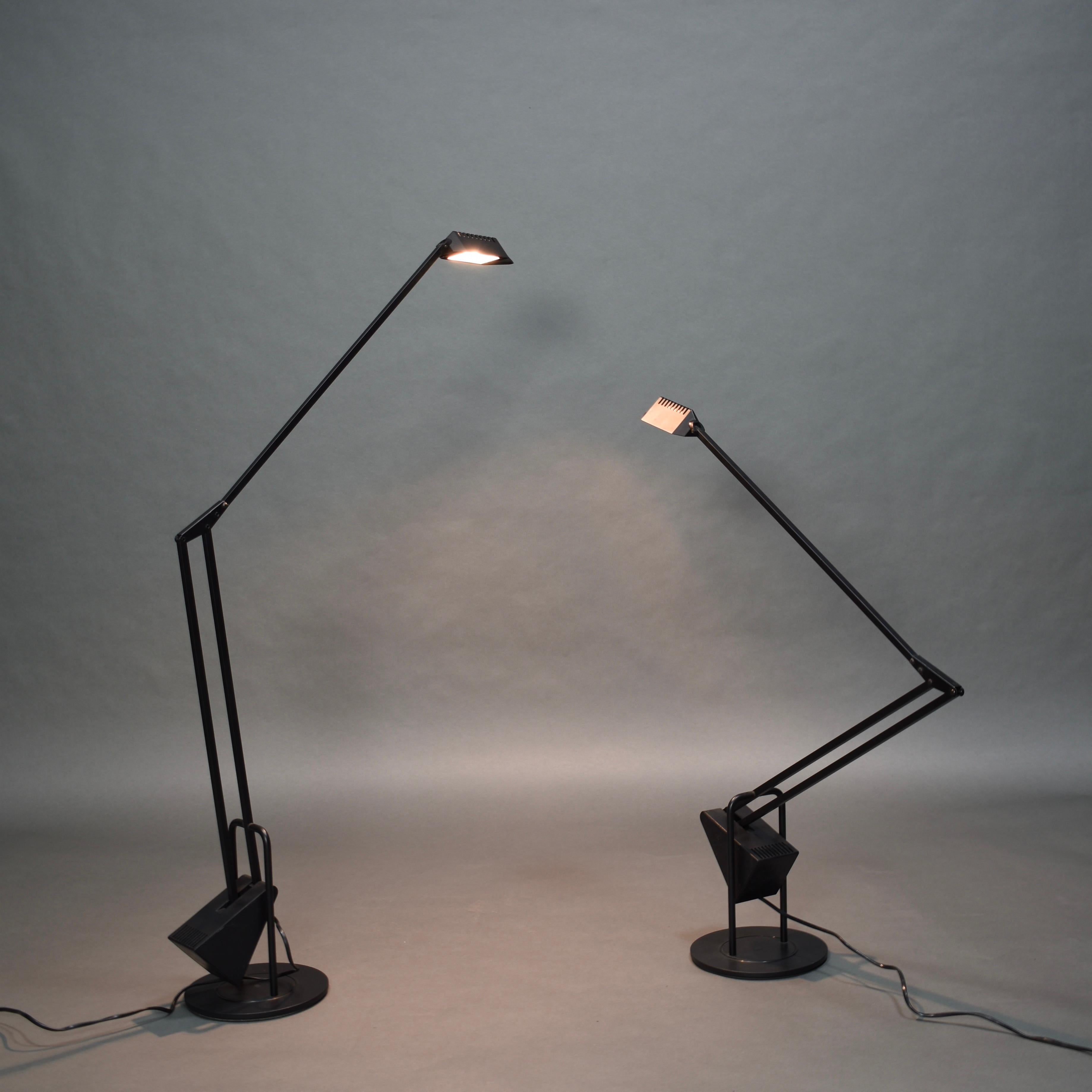 Italian Pair of 'Flamingo' Counterweight Table Lamps by Fridolin Naef for Luxo, Italy For Sale
