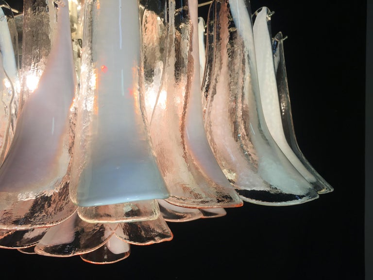 Pair  'Flamingo' Petal  Italian Chandeliers Ceiling Lights, Murano For Sale 9