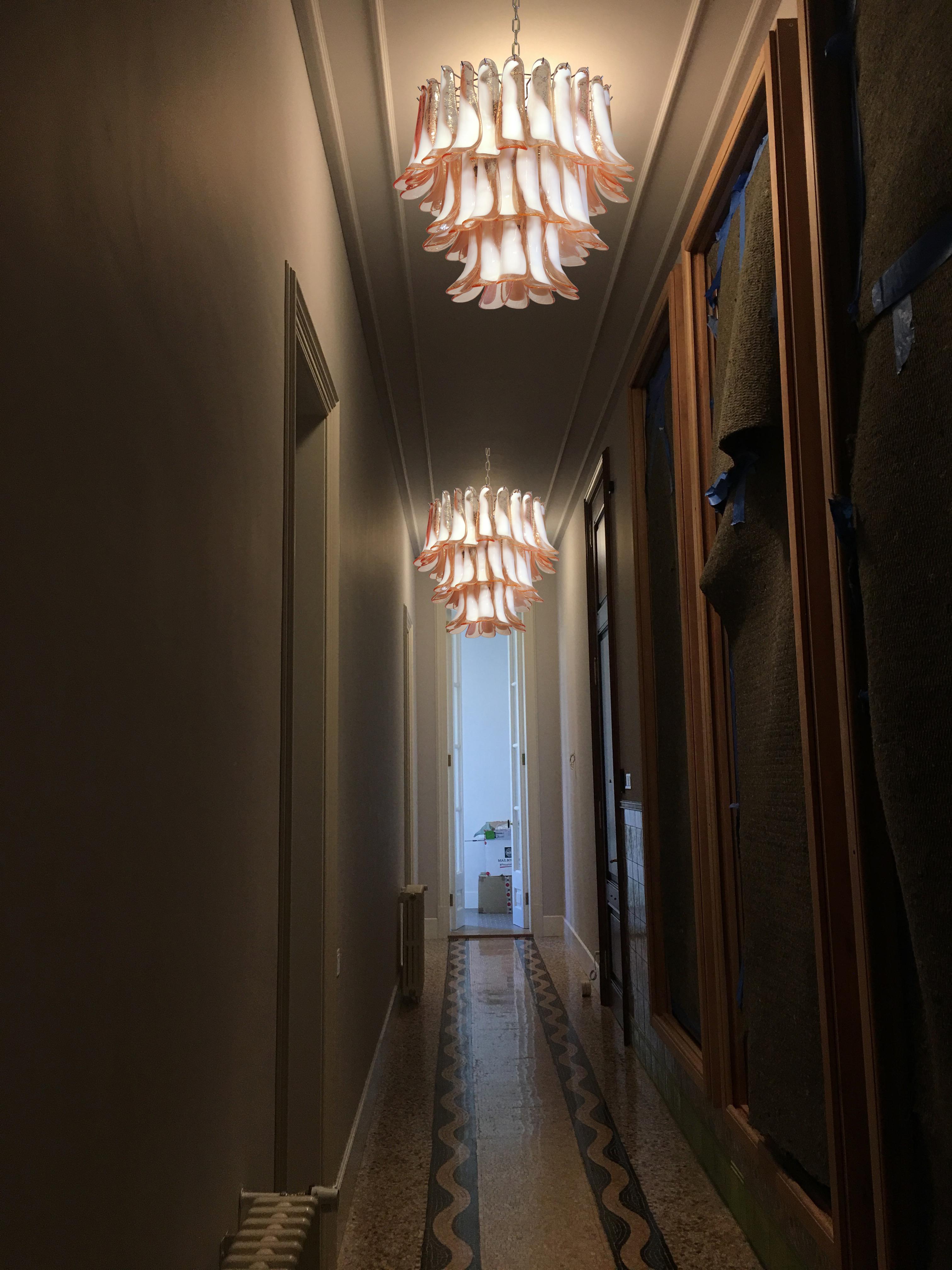 Pair of 'Flamingo' Italian Petal Chandeliers, Murano 9