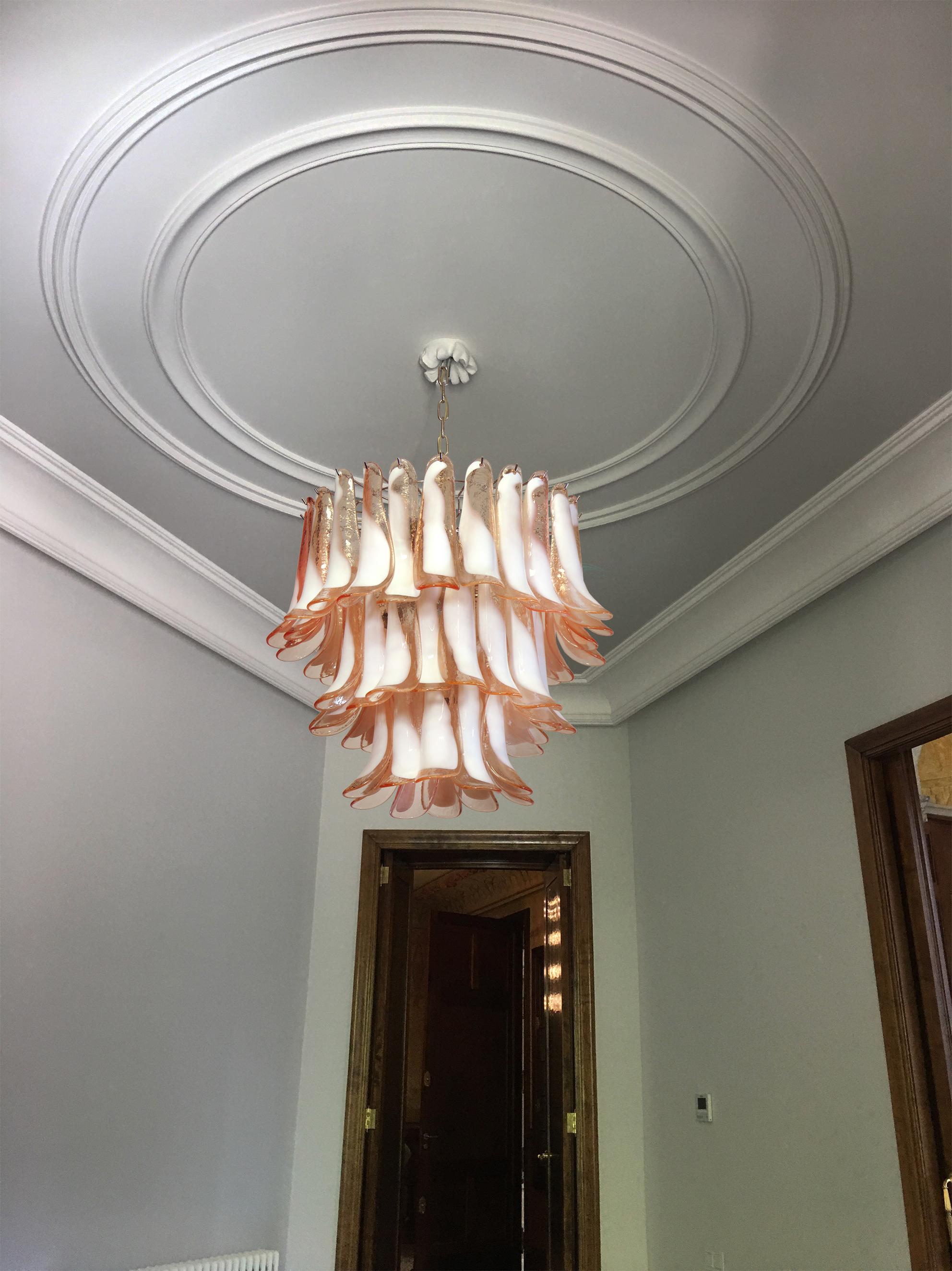 Pair of 'Flamingo' Italian Petal Chandeliers, Murano 11