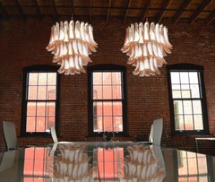 Pair of 'Flamingo' Italian Petal Chandeliers, Murano