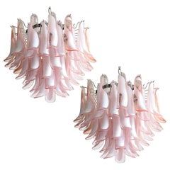 Pair of 'Flamingo' Italian Petal Chandeliers, Murano