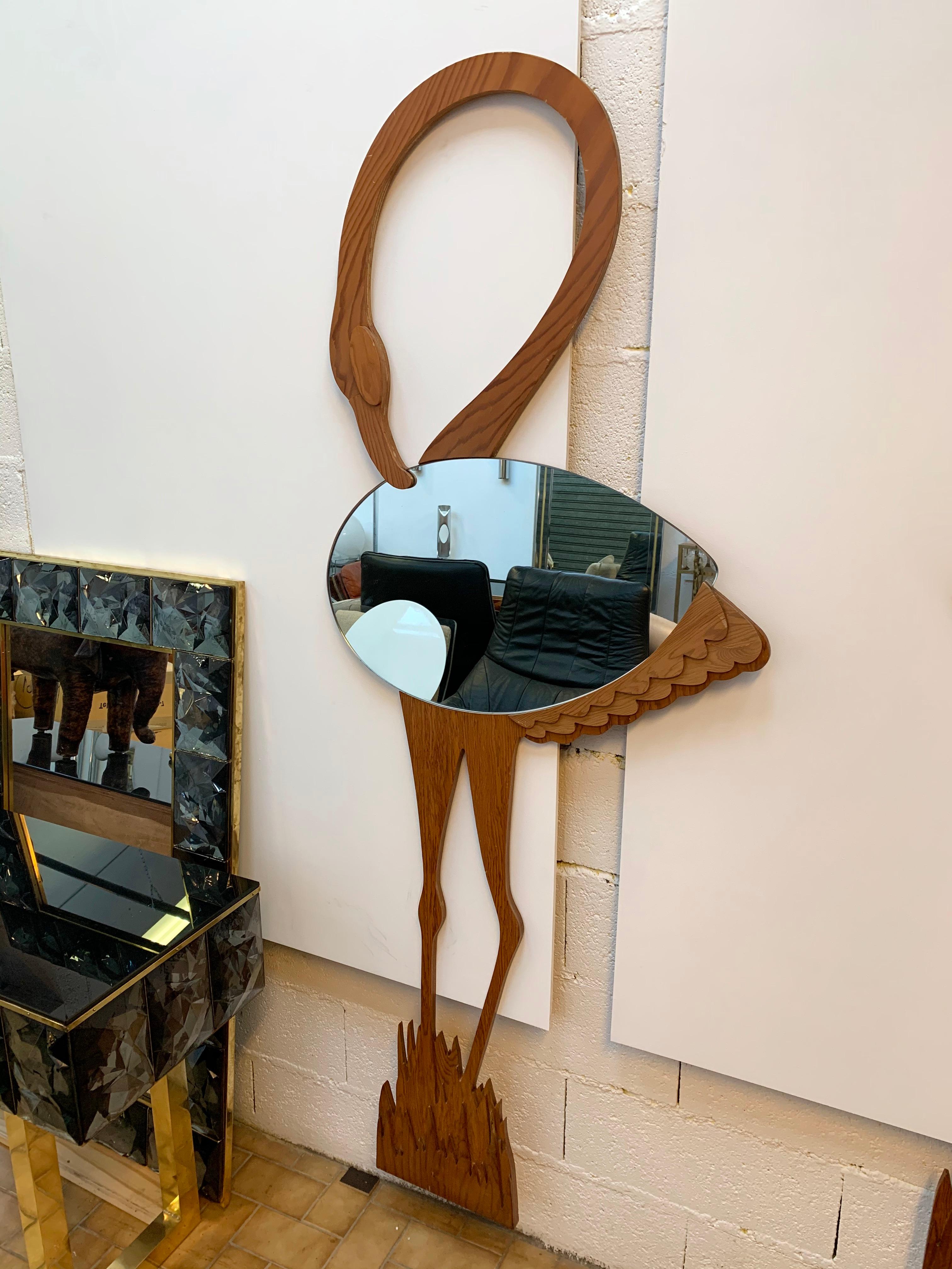 Pair of Flamingo Wood Mirror by Max Papiri, Italy, 1970s 5