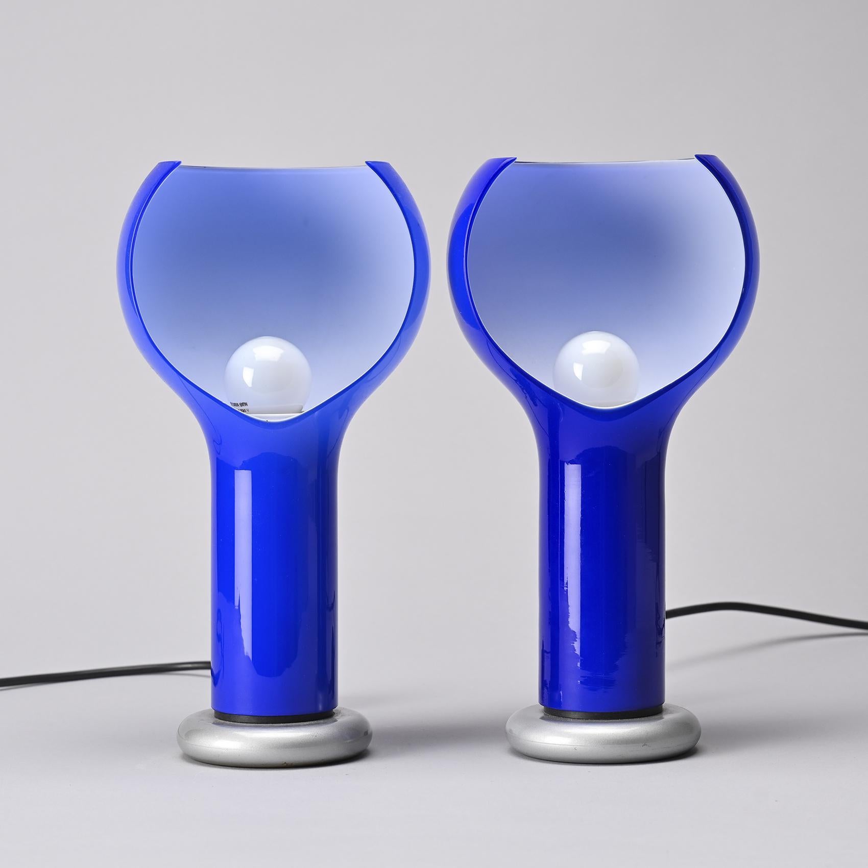 Metal Pair of Flash lamps, tribute to Joe Colombo, Oluce circa 1990