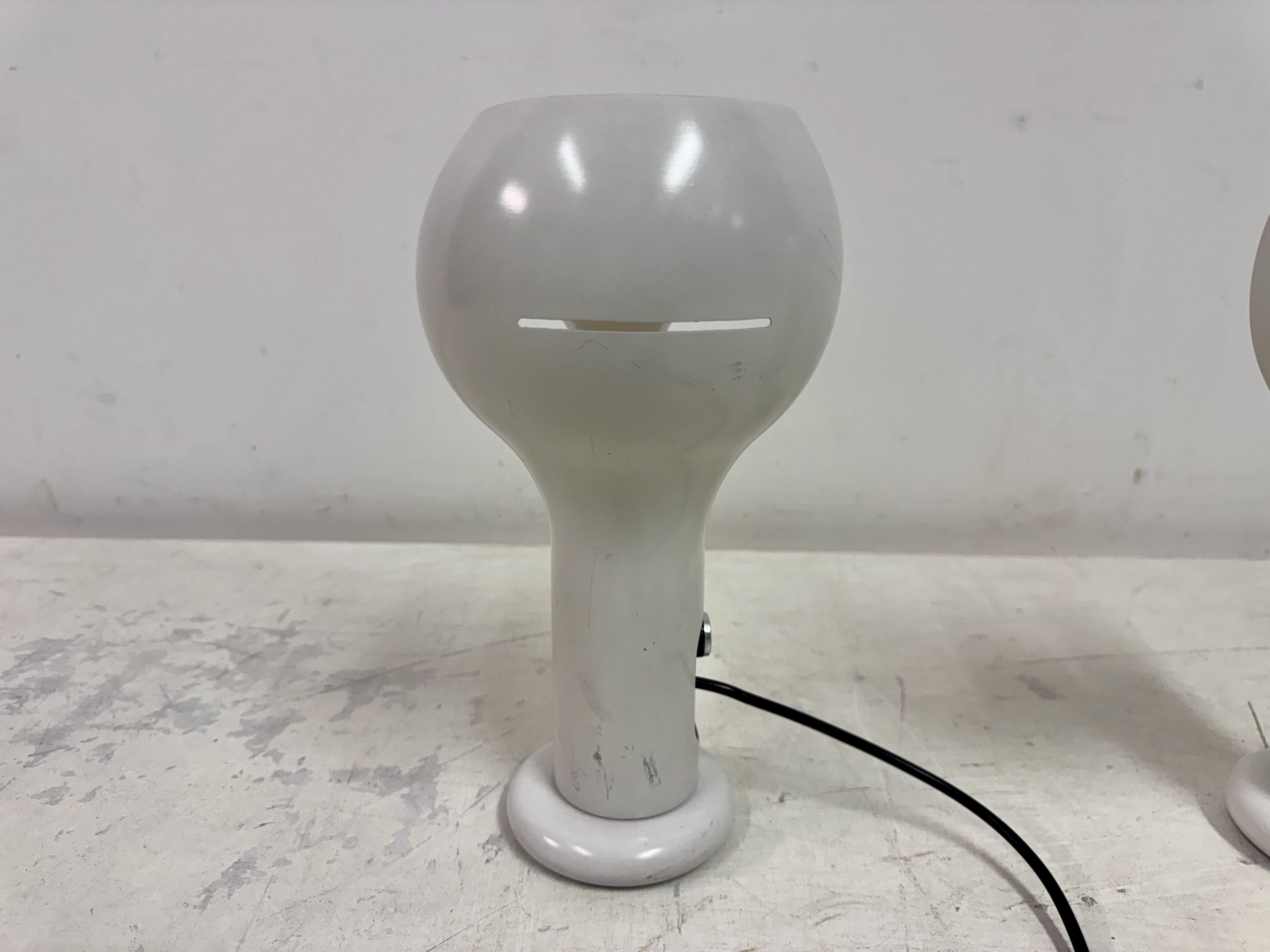 Italian Pair of 'Flash' Model 2207 Table Lamps by Joe Colombo for O-Luce, Italy, 1960s For Sale