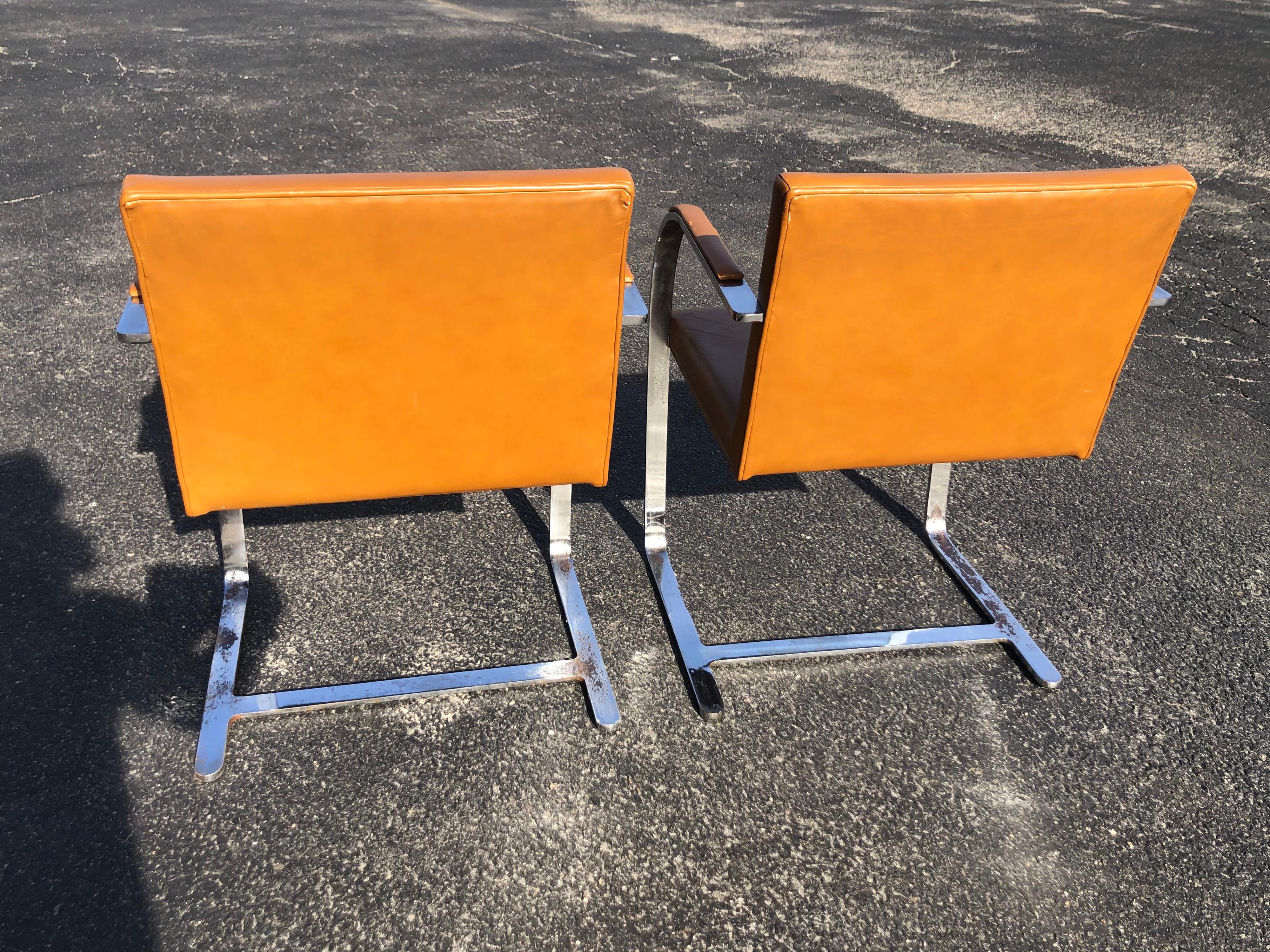 Pair of Flat Bar Brno Chairs in the Style of Ludwig Mies van der Rohe 3