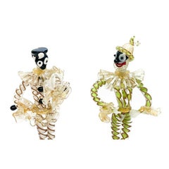 Pair of Flavio Poli for Seguso Vetri D' Arte Murano La Commedia, circa 1940