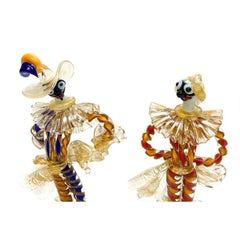 Pair of Flavio Poli for Seguso Vetri D' Arte Murano La Commedia, circa 1940
